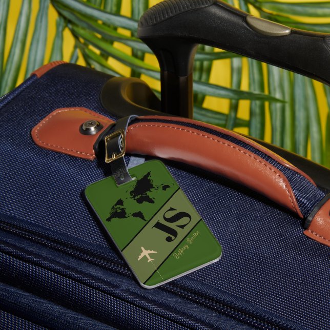 Etiqueta Para Maletas Avion Travel Green (Anverso In situ 1)
