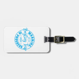 Etiqueta Para Maletas Aviso de viaje en curso azul sobre blanco