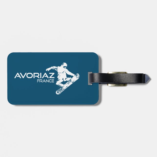 Etiqueta Para Maletas Avoriaz France Snowboarder (Atrás Horizontal)
