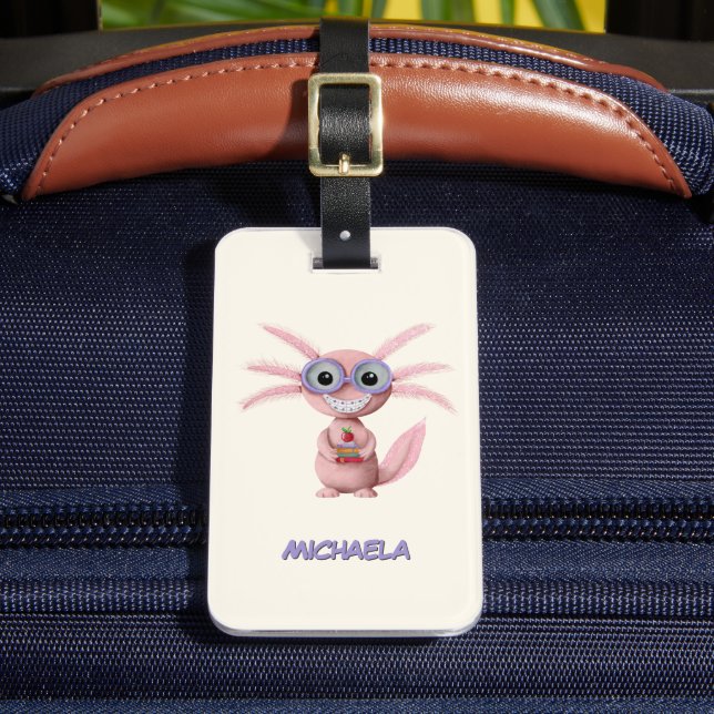 Etiqueta Para Maletas Axolotl Personalizado Adorable Personalizado (Anverso In situ 2)