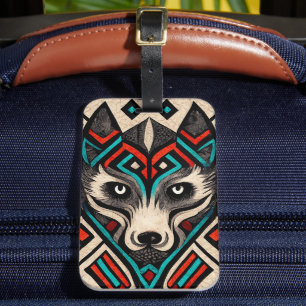 Etiqueta Para Maletas Aztec Wolf Face