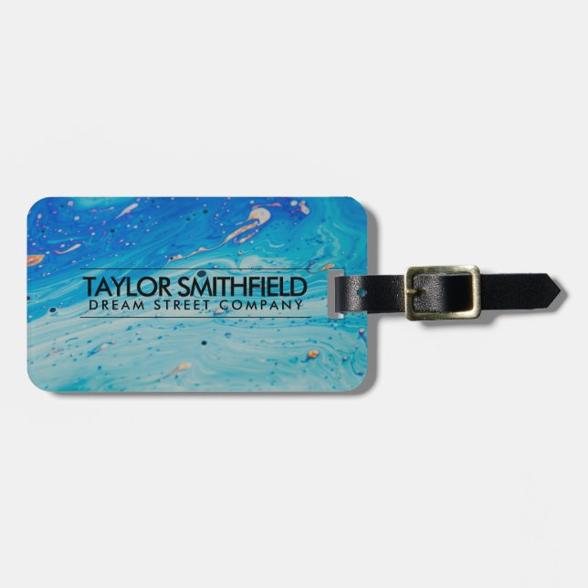 Etiqueta Para Maletas Azul acrílico moderno profesional (Frente Horizontal)