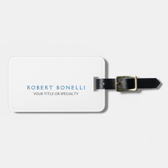 Etiqueta Para Maletas Azul blanco claro único (Frente Horizontal)