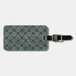 ETIQUETA PARA MALETAS AZUL CON BONITOS CELÁTICOS DE ORO