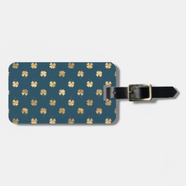 ETIQUETA PARA MALETAS AZUL CON VERGÜENZAS DE ORO BONITO