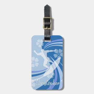 Etiqueta Para Maletas Azul de surf tropical