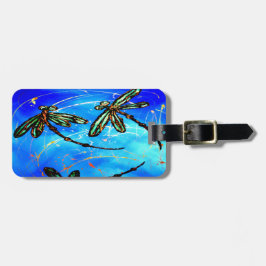 Etiqueta Para Maletas Azul de vuelo de libélula
