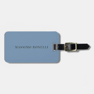 Etiqueta Para Maletas Azul Gris Minimalista Plano Legible Moderno