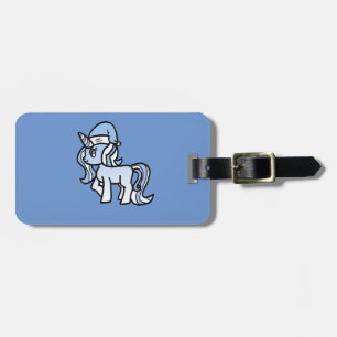 Etiqueta Para Maletas Azul helado nieve del unicornio del navidad