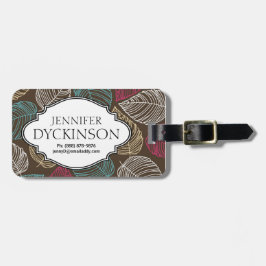 Etiqueta Para Maletas Azul lindo de Brown del rosa del modelo de la hoja