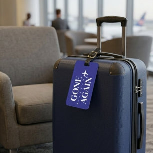 Etiqueta Para Maletas Azul Marino Minimalista Viaje en Avión de Nuevo Au