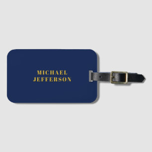 Etiqueta Para Maletas Azul oscuro y dorado minimalista simple moderno pr