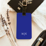 Etiqueta Para Maletas Azul profundo | Monograma moderno<br><div class="desc">Este moderno diseño de etiquetas para maletas presenta un fondo azul intenso y profundo,  con sus iniciales en negrita en blanco para un aspecto sencillo y colorido,  pero profesional.</div>