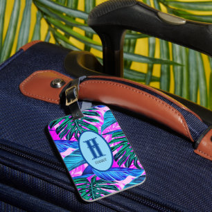 Etiqueta Para Maletas Azul tropical hawaiano