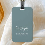 Etiqueta Para Maletas Azul turbio<br><div class="desc">Elegante y simple accesorio de viaje de verdes verdes de color azul.</div>