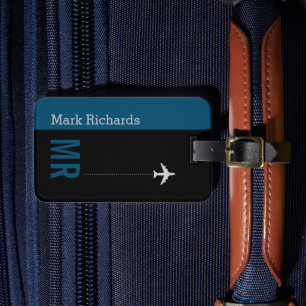 Etiqueta Para Maletas Azul viajero de clase