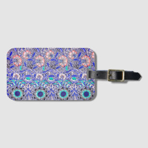 Etiqueta Para Maletas Azul vintage rosa Corncockle de William Morris