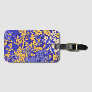 Etiqueta Para Maletas Azul vivo ornamental y amarillo dorado