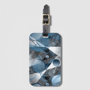 Etiqueta Para Maletas Azul y gris. Abstracción.