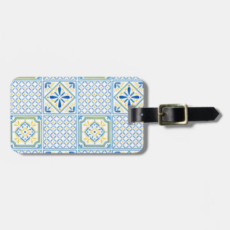 Etiqueta Para Maletas Azulejo italiano mediterráneo azul y amarillo