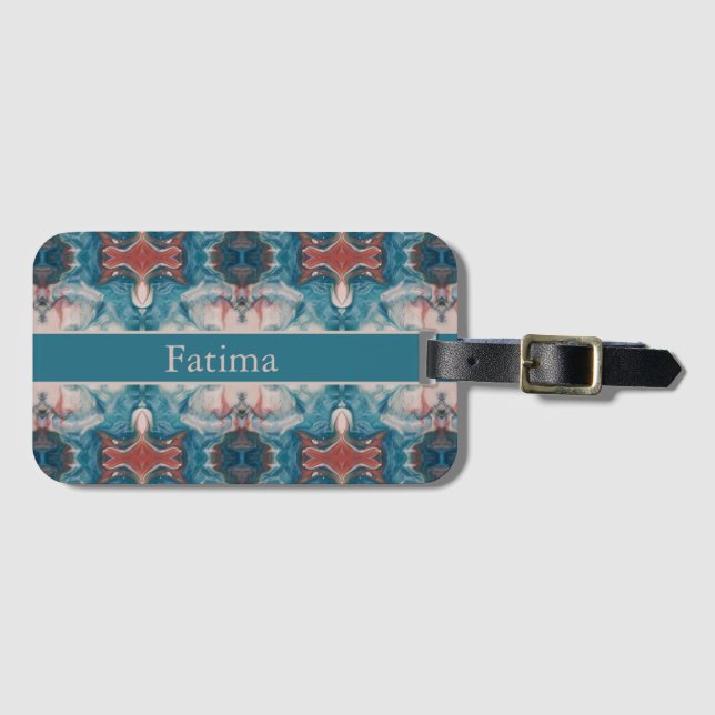 Etiqueta Para Maletas Azure Bloom, personalizado (Anverso horizontal)