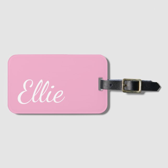 Etiqueta Para Maletas Baby Pink Bliss | Custom Name Cursive Script (Anverso horizontal)