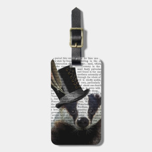 Etiqueta Para Maletas Badger Steampunk en sombrero superior
