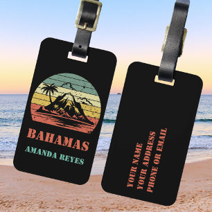 Etiqueta Para Maletas Bahamas retro personalizada