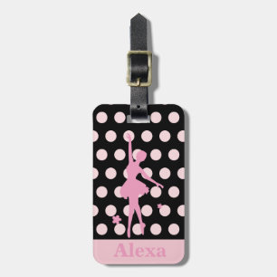 Etiqueta Para Maletas Bailarina bonita personalizada lunares