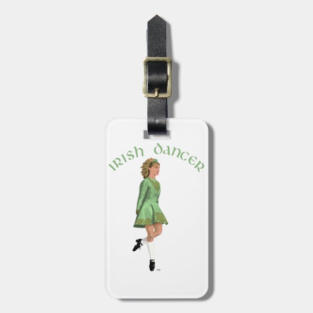 Etiqueta Para Maletas Bailarina de Step Irlandés - Verde (Frente Vertical)