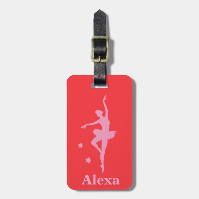 Etiqueta Para Maletas Bailarina rosa personalizada (Frente Vertical)