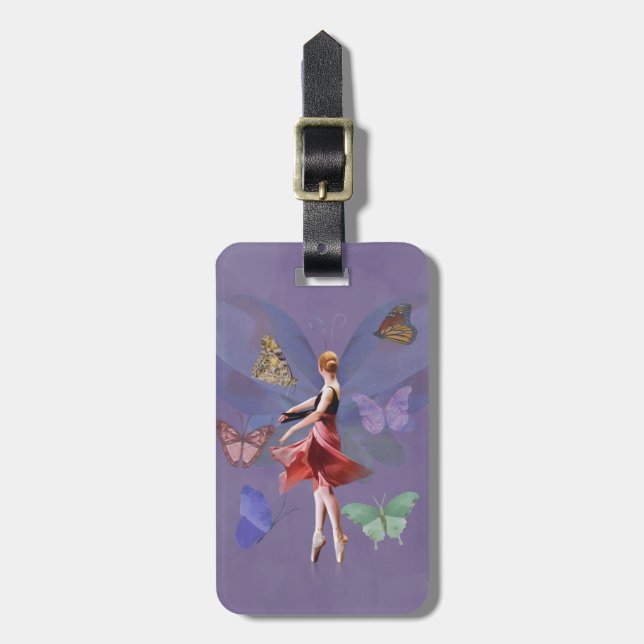 Etiqueta Para Maletas Bailarina y mariposas (Frente Vertical)