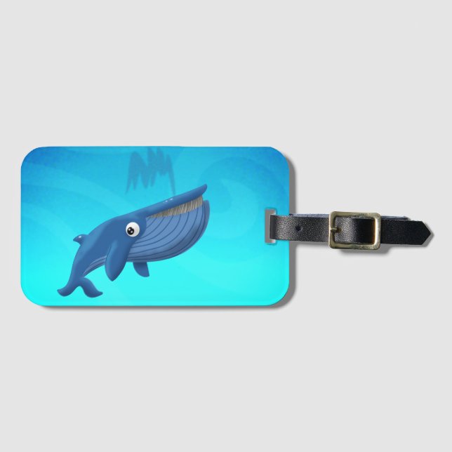 Etiqueta Para Maletas Ballena azul (Anverso horizontal)