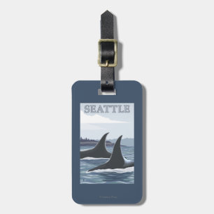 Etiqueta Para Maletas Ballenas #1 - Seattle, Washington de la orca