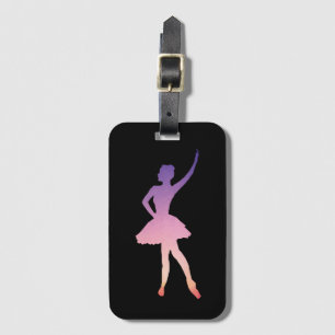 Etiqueta Para Maletas Ballerina chica silhouette púrpura rosa