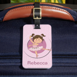 Etiqueta Para Maletas Ballerina Cuta Rosa Personalizada
