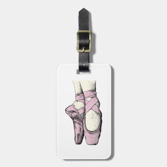 Etiqueta Para Maletas Ballerina pies en Pointe #3 Lt Pink (Frente Vertical)