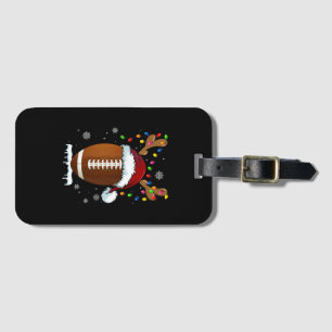 Etiqueta Para Maletas Balón de fútbol de Navidad Santa Luces Divertido C