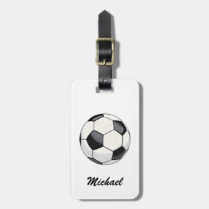 Etiqueta Para Maletas Balón de fútbol personalizado blanco de moda