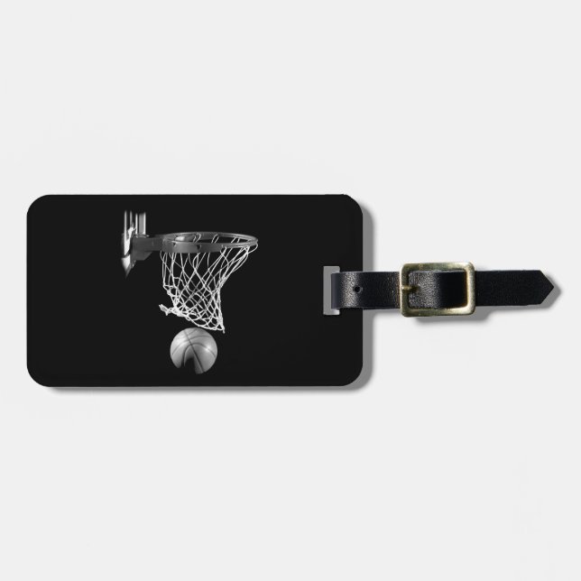 Etiqueta Para Maletas Baloncesto blanco y negro (Frente Horizontal)