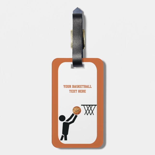 Etiqueta Para Maletas Baloncesto con personalizado de baloncesto (Atrás Vertical)