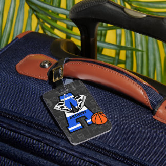 Etiqueta Para Maletas Baloncesto inicial personalizado