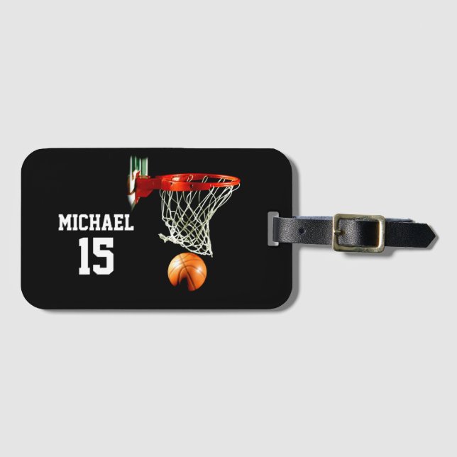 Etiqueta Para Maletas Baloncesto Su Nombre (Anverso horizontal)