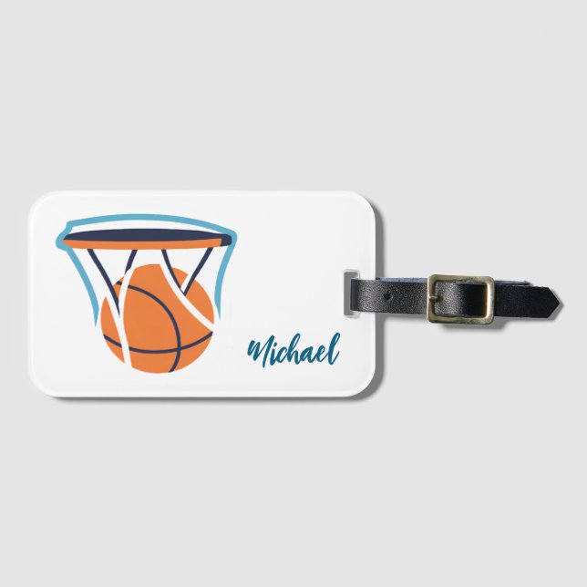 Etiqueta Para Maletas Baloncesto Su nombre Personal (Anverso horizontal)