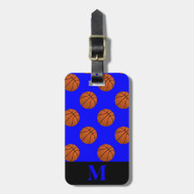 Balones de Baloncesto Marrón Monograma sobre Azul