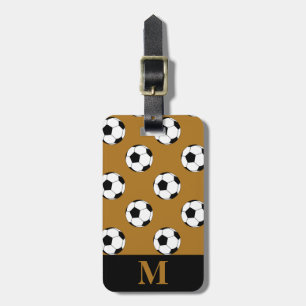 Etiqueta Para Maletas Balones de fútbol Monogram White, dorado mate