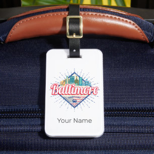 Etiqueta Para Maletas Baltimore Maryland United States Skyline Vintage