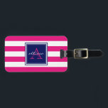 Etiqueta Para Maletas Banda Awertino Monogramada De Color Rosa Caliente<br><div class="desc">Banda Awertino Monogramada De Color Rosa Caliente</div>