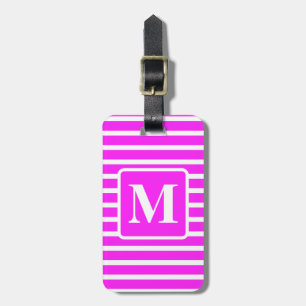Etiqueta Para Maletas Banda de bloques rosados monogramada