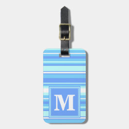Etiqueta Para Maletas Bandas azules del cielo monogramo